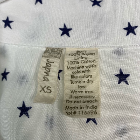 Japna White dress with navy blue patterned stars - Picture 3 of 5